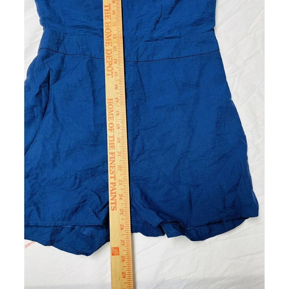 Line And Dot Womens Small Tie Shoulder Romper Jumpsuit Shorts Blue Straps Zip - Picture 10 of 11